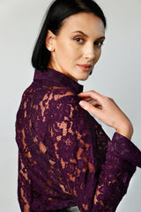 Attitude - Night Purple French Lace | Women's Blouse