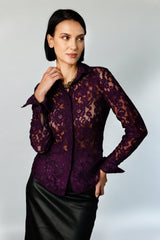 Attitude - Night Purple French Lace | Women's Blouse