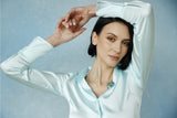 Soft Collar Blouse - Soft Aqua Bright!