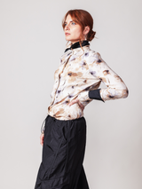 Double Collar Cuff Blouse - Floral White