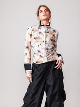 Double Collar Cuff Blouse - Floral White
