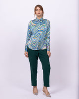 Attitude - Aqua Satin Geometric