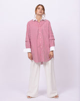 Red & White Stripe Mercerized Cotton Shirt-Dress - New!