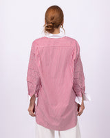 Red & White Stripe Mercerized Cotton Shirt-Dress - New!