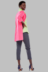 Pink Cotton Jacket 3/4 Sleeve With Bird and Flower Lining