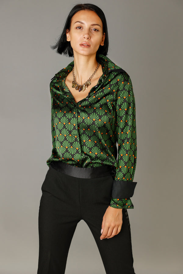 Double Collar - Green & Rust Pattern
