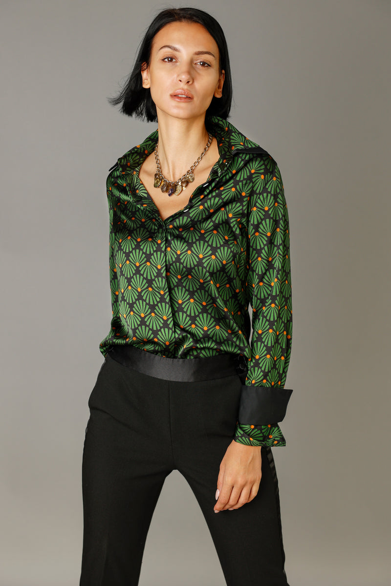 Double Collar - Green & Rust Pattern