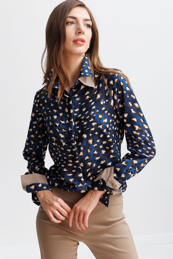 Blue Serenity Double Cuff Blouse