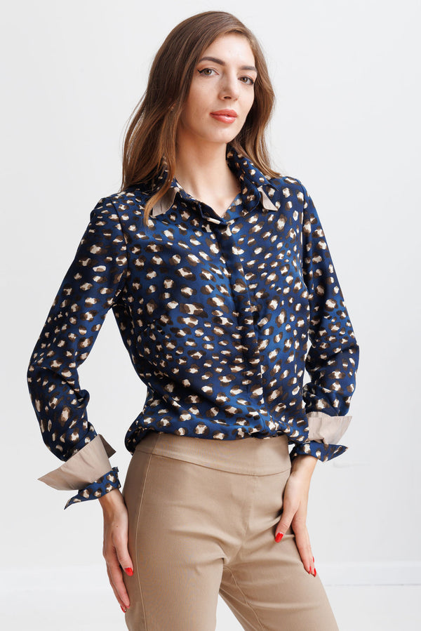Blue Serenity Double Cuff Blouse