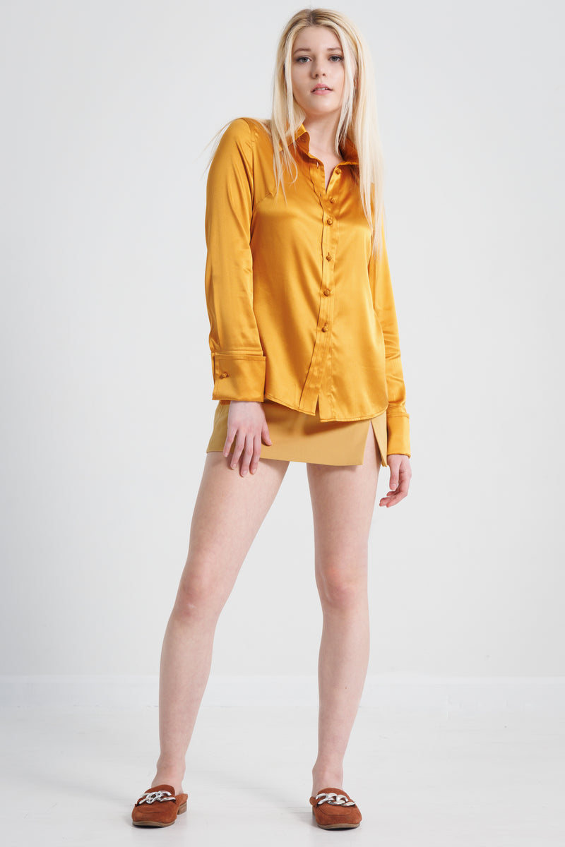 Drape Blouse with French Cuff - Orange