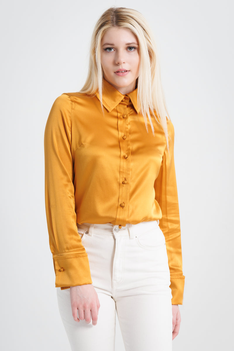 Drape Blouse with French Cuff - Orange
