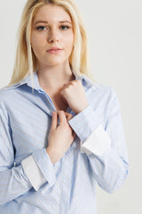 Double Collar - Powder Blue Stripe