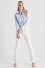 Double Collar - Powder Blue Stripe