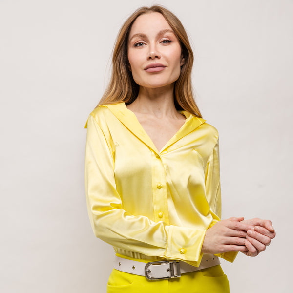 Drape Blouse with French Cuff - Soft Yellow
