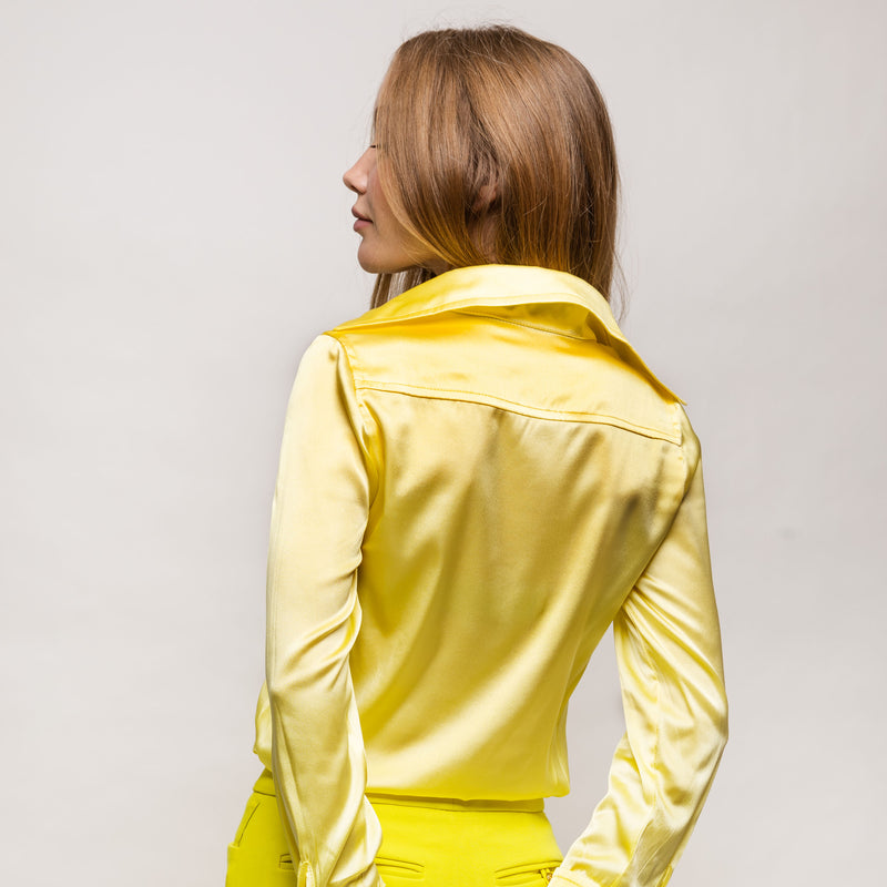 Drape Blouse with French Cuff - Soft Yellow