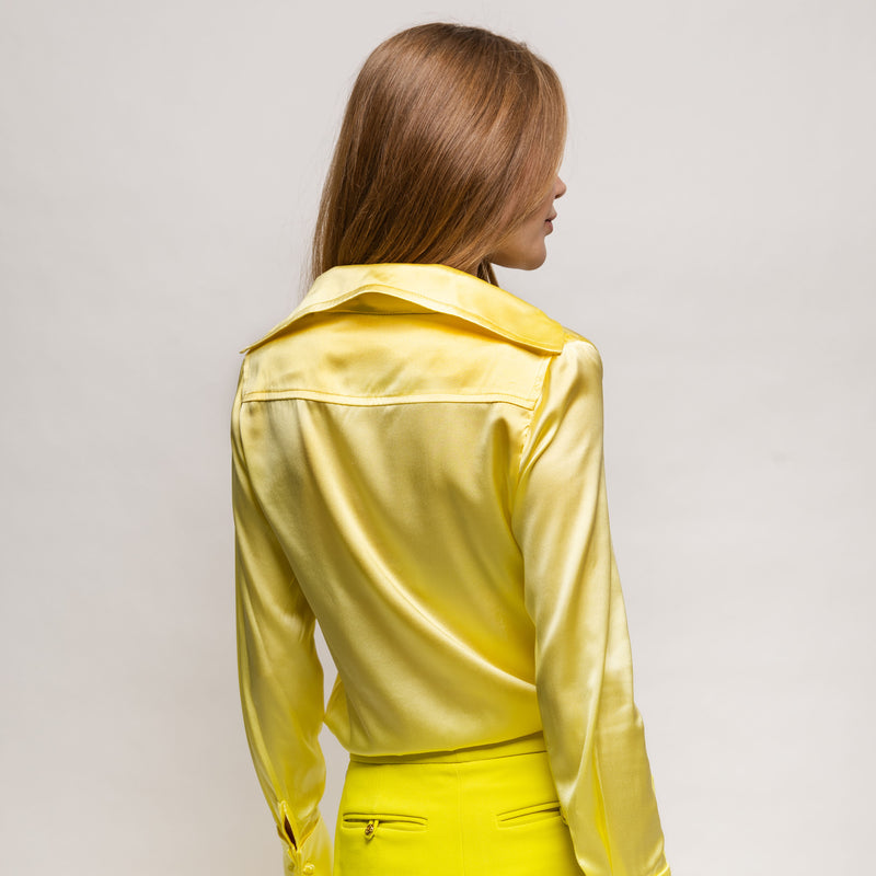 Drape Blouse with French Cuff - Soft Yellow