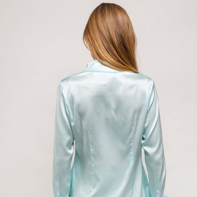 Soft Collar Blouse - Soft Aqua Bright!