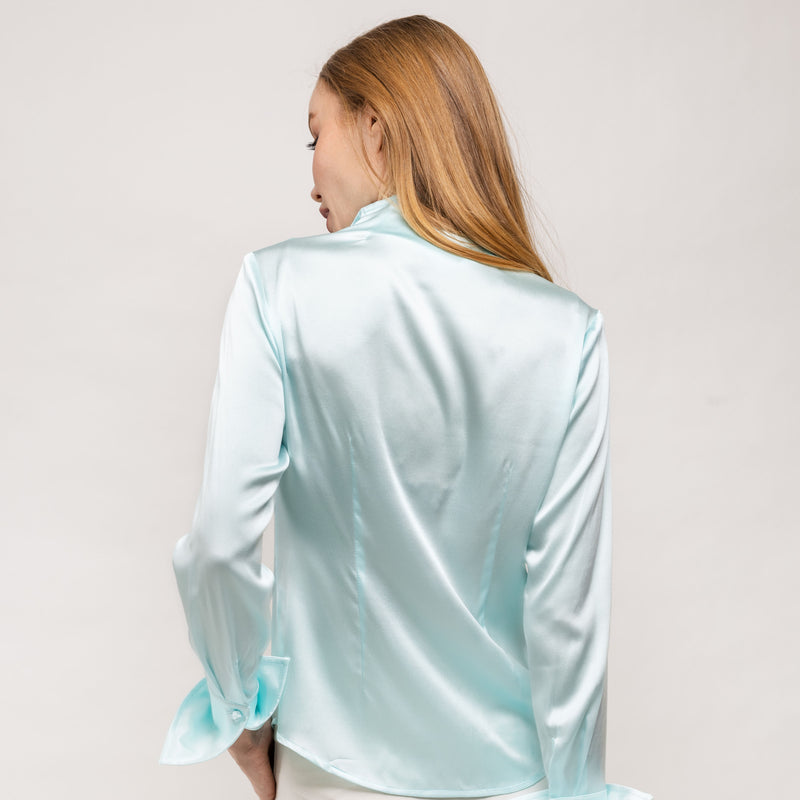 Soft Collar Blouse - Soft Aqua Bright!