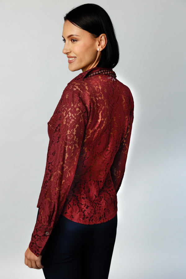 Attitude - Deep Wine French Lace | Women's Blouse