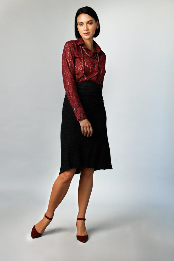 Attitude - Deep Wine French Lace | Women's Blouse