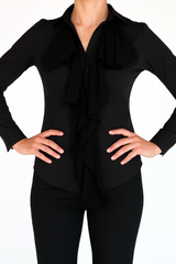 Black-Ruffled-Womens-Shirt-Farinaz