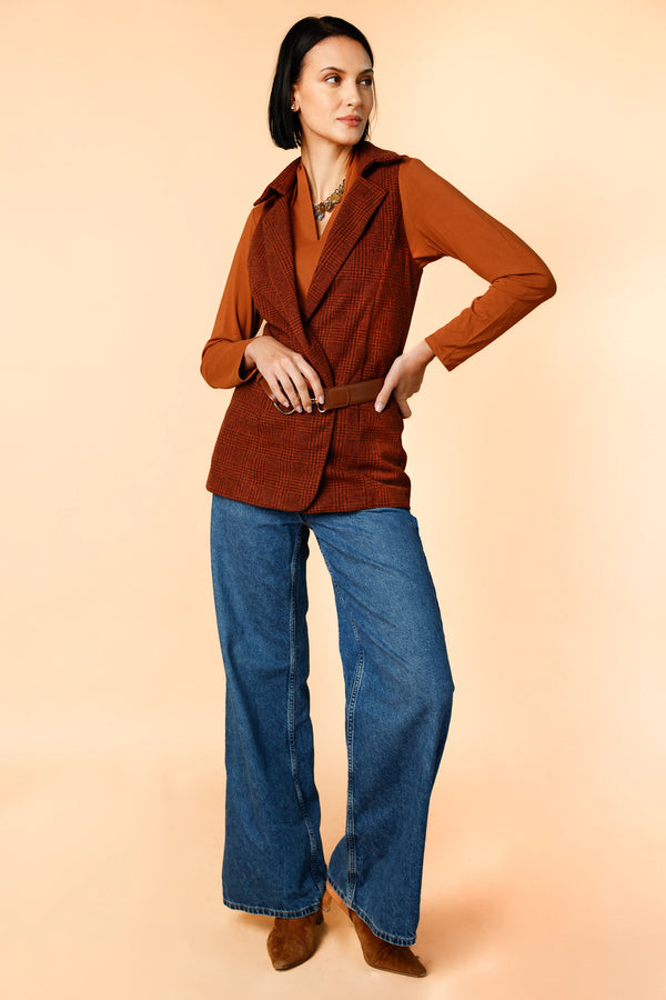 Classic Vest Jacket - Rustic Plaid | Women's Buttoned Top