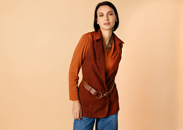 Classic Vest Jacket - Rustic Plaid | Women's Buttoned Top