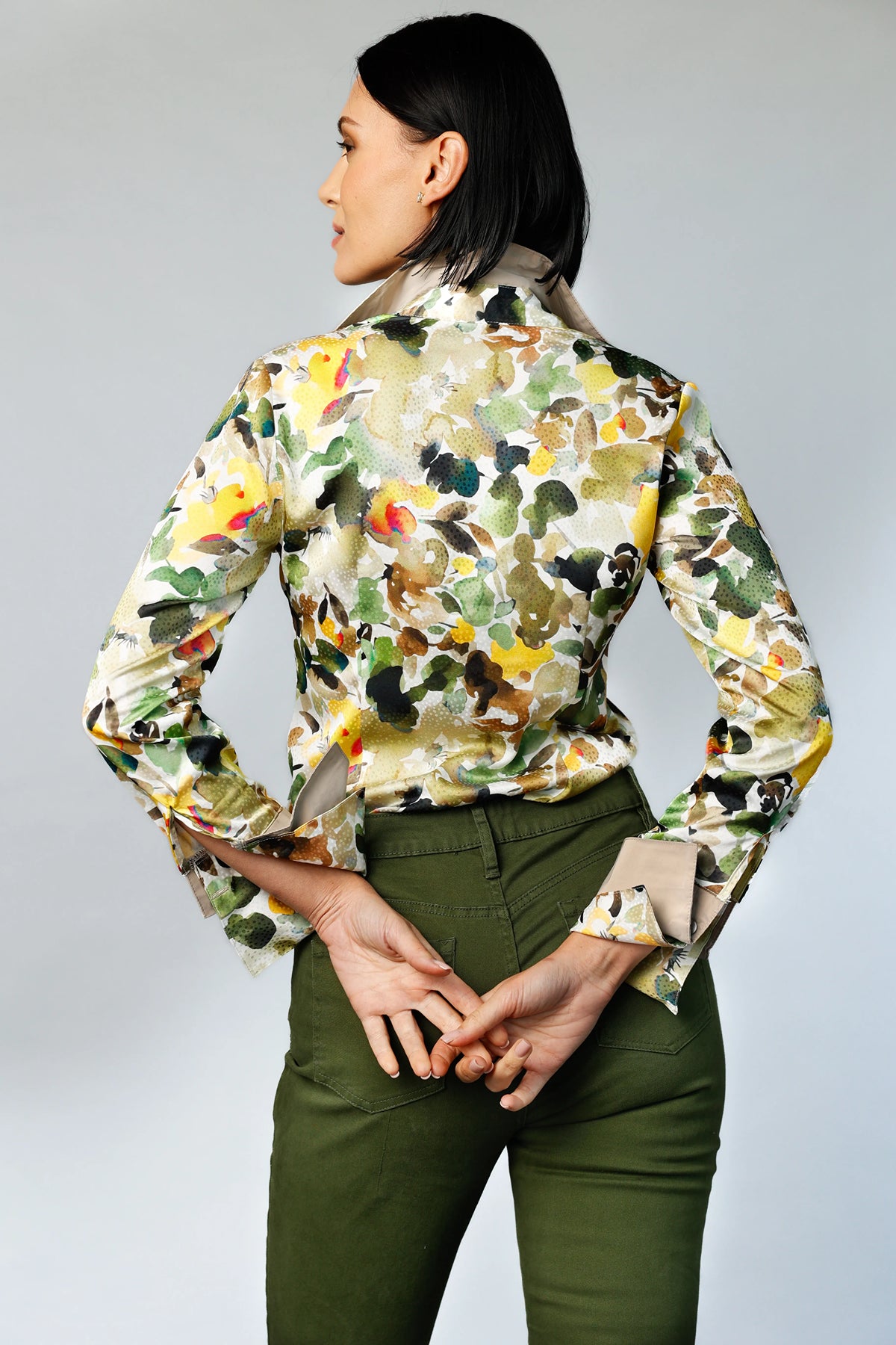 Double Collar Cuff - Natural Brush | Women's Blouse - Farinaz Taghavi