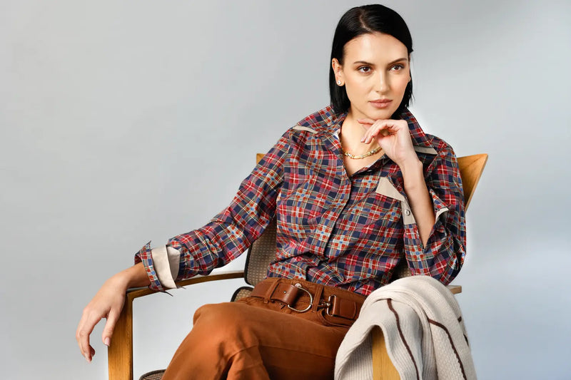 Double Collar - Plaid | Women's Blouse