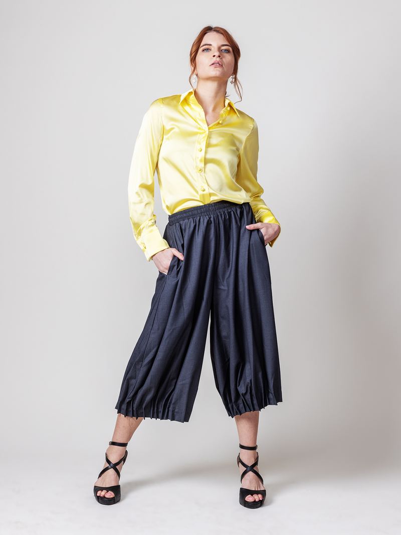 Drape Blouse with French Cuff - Soft Yellow - Farinaz Taghavi
