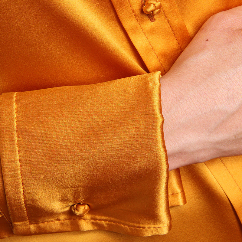 Drape Blouse with French Cuff - Orange