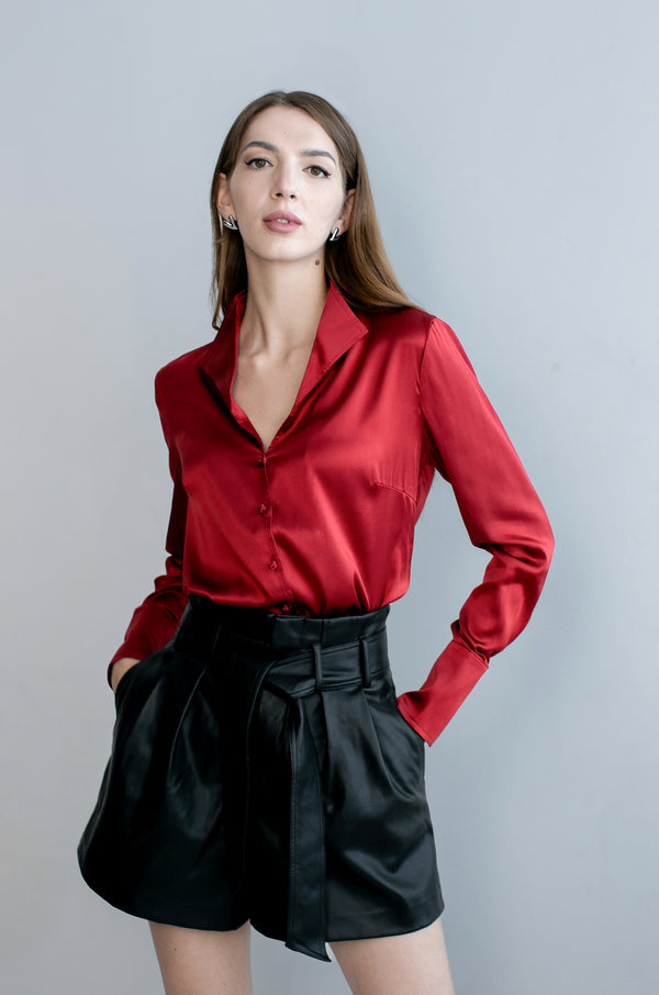Soft Collar Blouse - Red