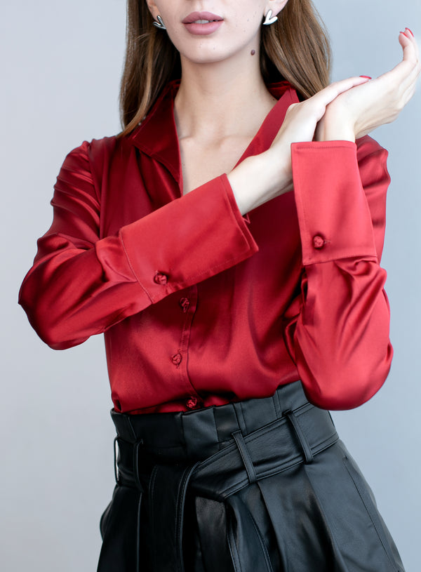Soft Collar Blouse - Red