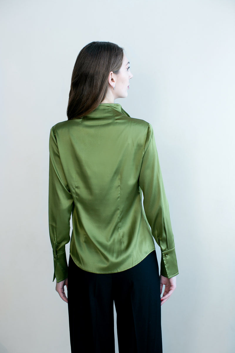 Soft Collar Blouse - Deep Green