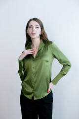 Soft Collar Blouse - Deep Green