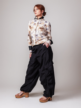 Double Collar Cuff Blouse - Floral White