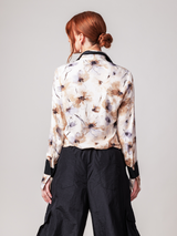 Double Collar Cuff Blouse - Floral White