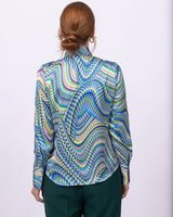 Attitude - Aqua Satin Geometric