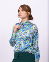 Attitude - Aqua Satin Geometric