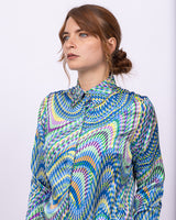 Attitude - Aqua Satin Geometric