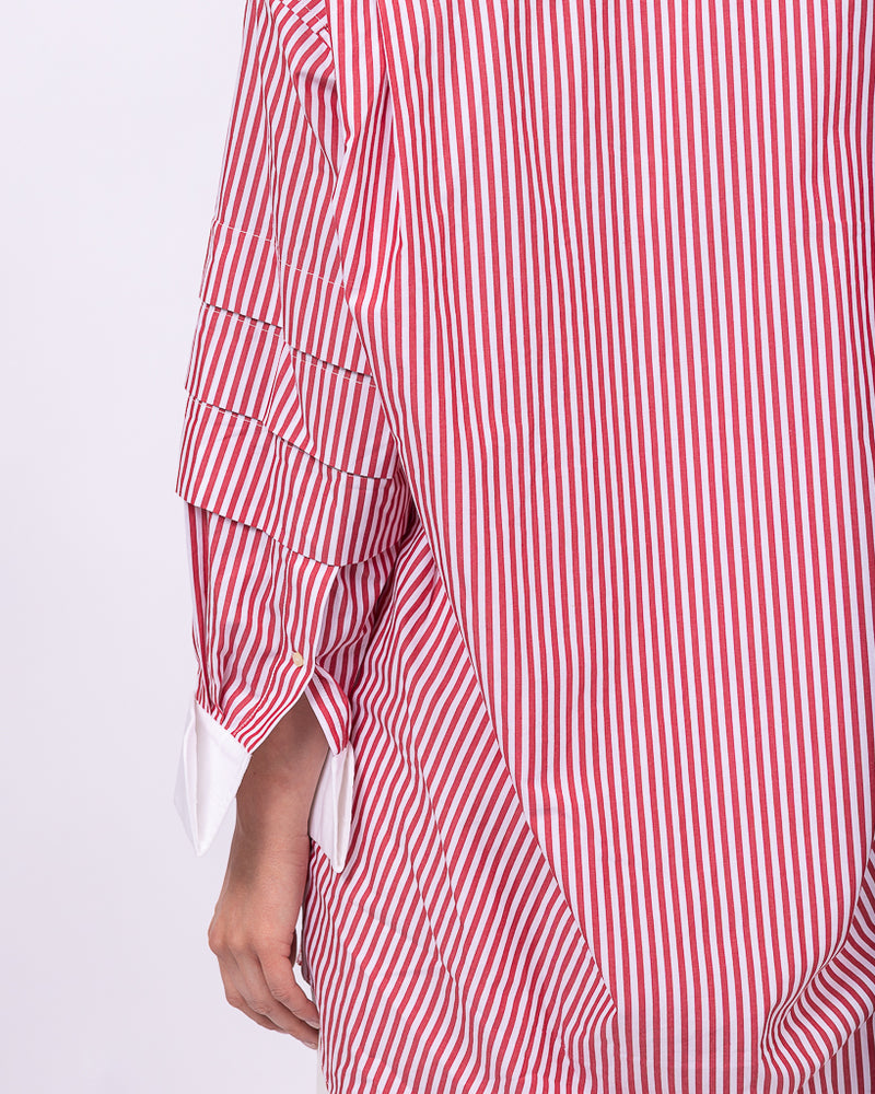 Red & White Stripe Mercerized Cotton Shirt-Dress - New! Red & White Stripe Mercerized Cotton Shirt-Dress - New!