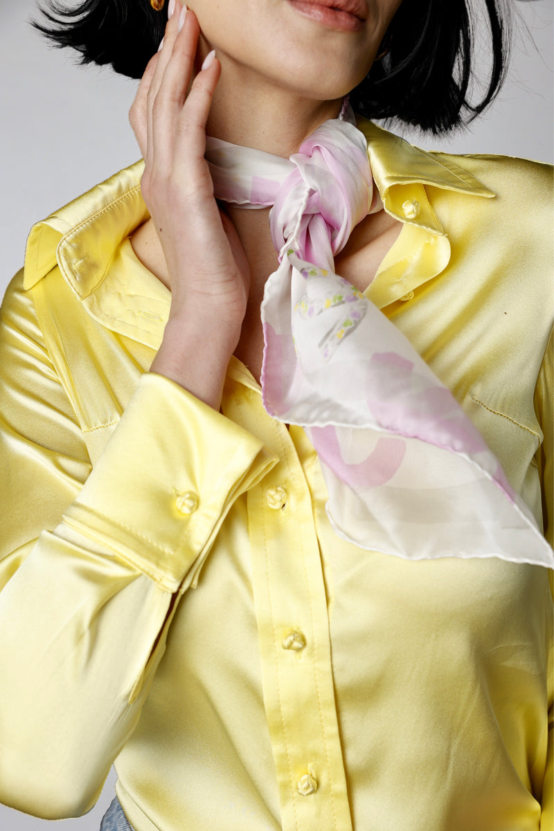 Drape Blouse with French Cuff - Soft Yellow
