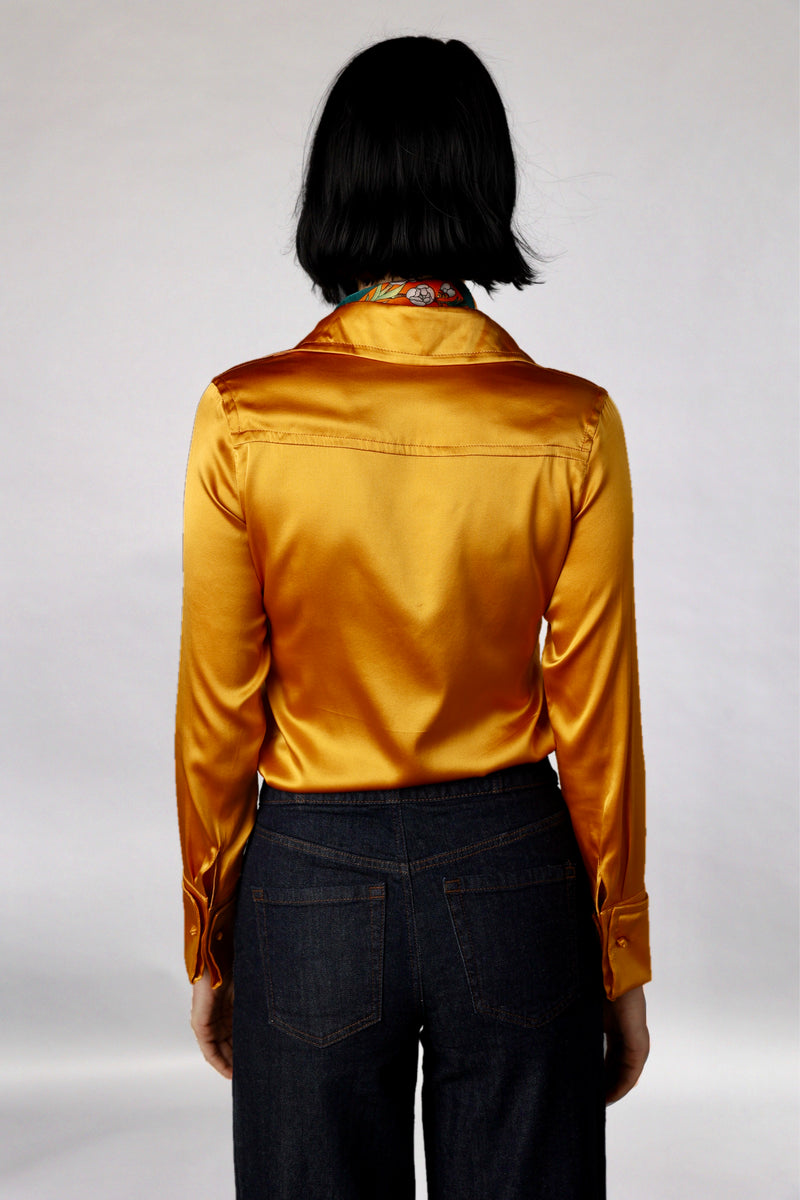 Drape Blouse with French Cuff - Orange