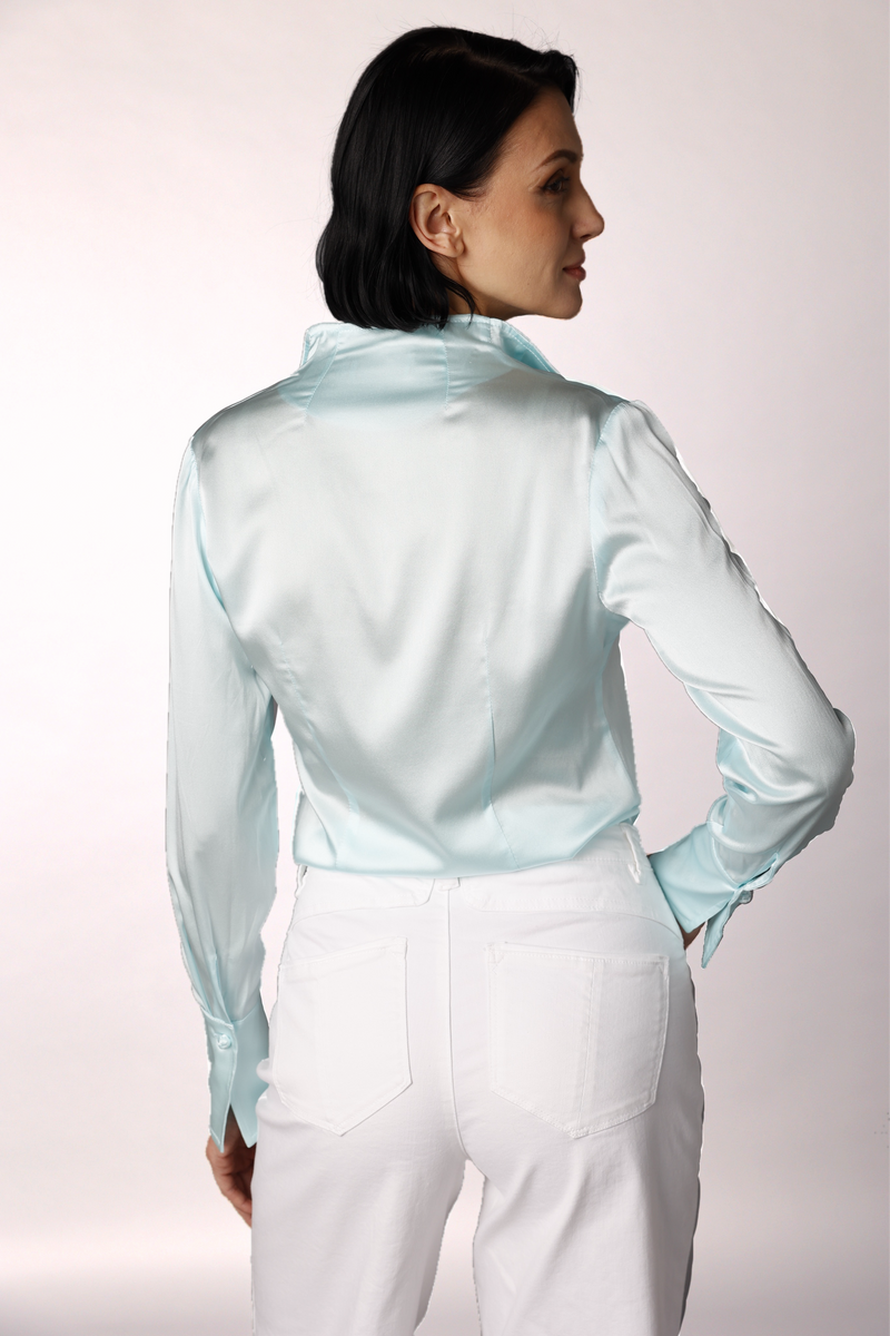 Soft Collar Blouse - Soft Aqua Bright!