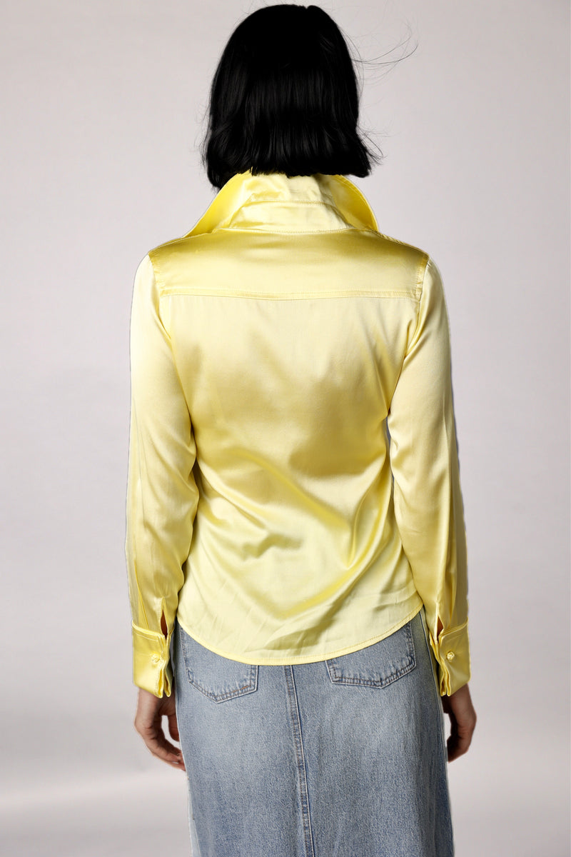 Drape Blouse with French Cuff - Soft Yellow