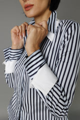 Double Collar - Navy Stripe