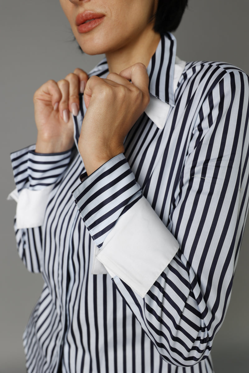 Double Collar - Navy Stripe