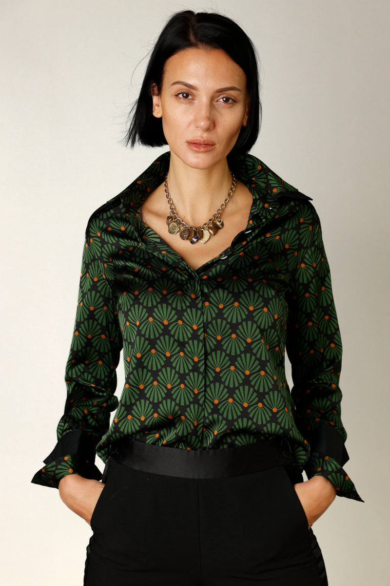 Double Collar - Green & Rust Pattern