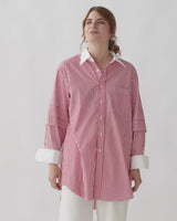 Red & White Stripe Mercerized Cotton Shirt-Dress - New!