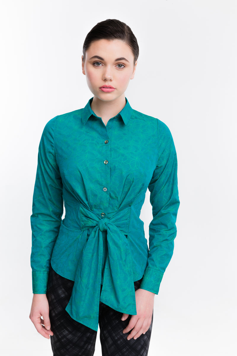 Slim Taffeta Deep Teal Flower Texture - Farinaz Taghavi